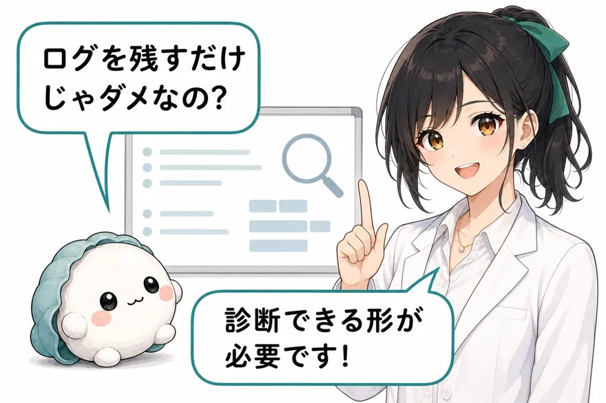 かき丸「ログを残すだけじゃダメなの?」おい丸「診断できる形が必要です!」